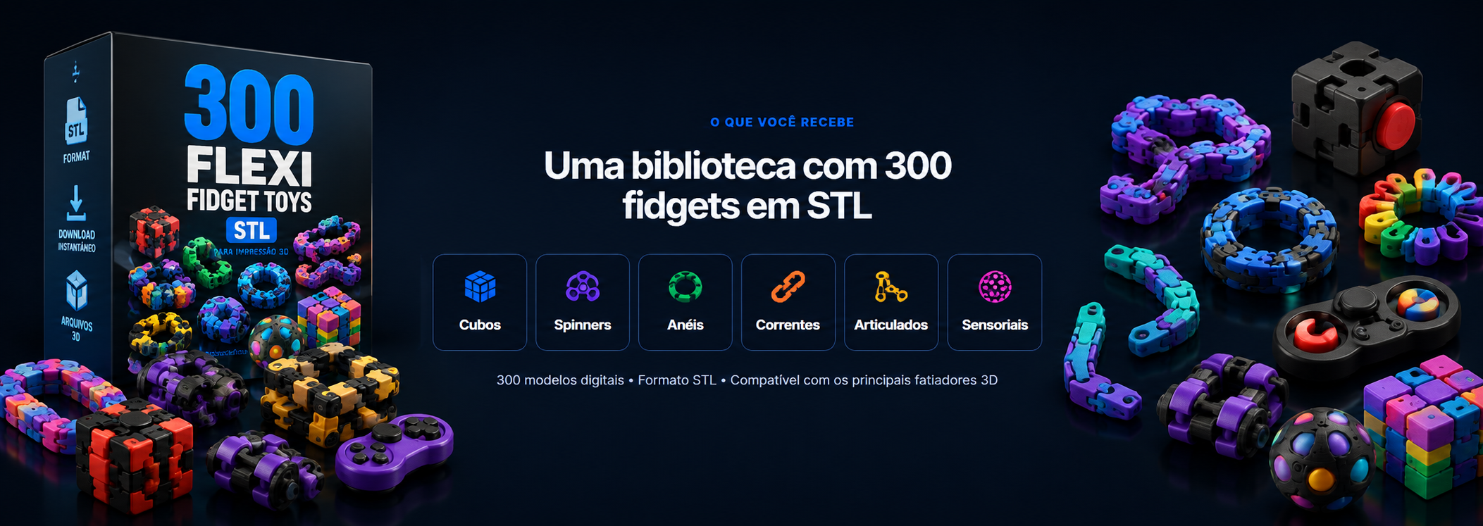 Biblioteca com 300 brinquedos fidget em STL